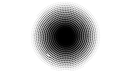 Circular Halftone Pattern of Concentric Rings on a Black Background