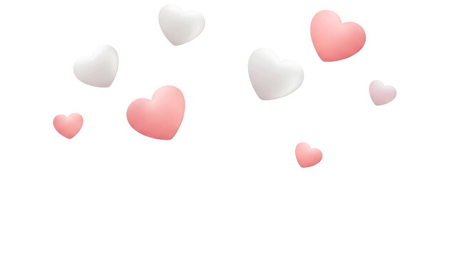 Floating pink and white hearts on a black background for Valentine s Day