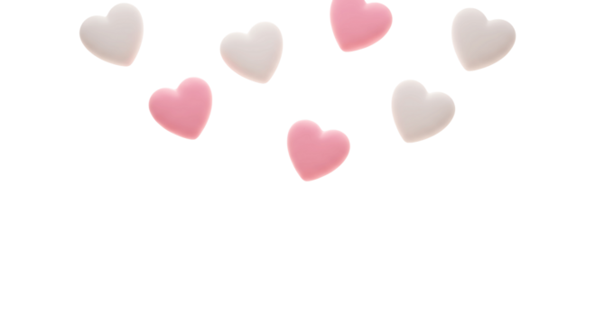 Pink and White Heart Shaped Candy Sprinkles on a Black Background