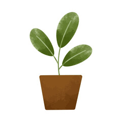 Plant in a pot. Simple vector clipart