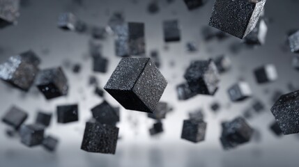 Abstract digital graphic of numerous dark cubes