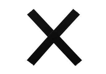 Obraz premium Black tape cross shape on transparent background minimalist graphic design element