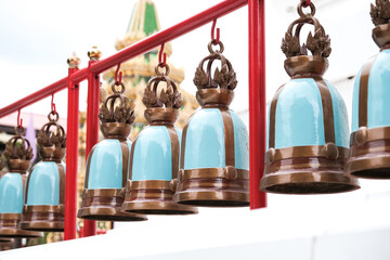 Wat Rakang Kositaram Buddhist temple in Bangkok, Thailand temple bell on Chao Praya river.