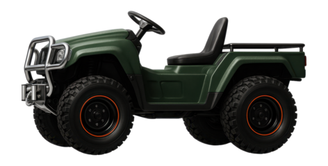 Rugged all-terrain vehicle with a protective bull bar and a sturdy winch setup