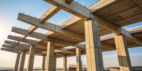 Obraz premium Gritty photograph of an unfinished concrete building, representing growth and future potential.