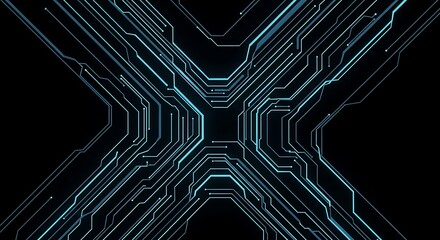Futuristic abstract x shape circuit board design