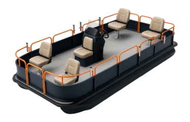 Pontoon console vessel with spacious deck and multiple fishing stations