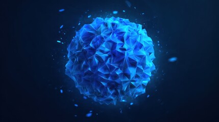 Abstract sphere of glowing blue polygons