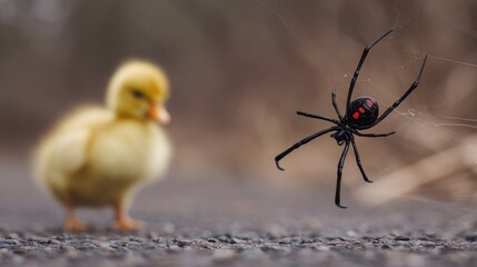 A duckling and a spider