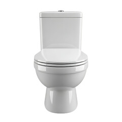 ​A classic white toilet against a solid white background.