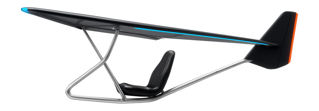 Lightweight ultralight glider with minimalistic frame and seat