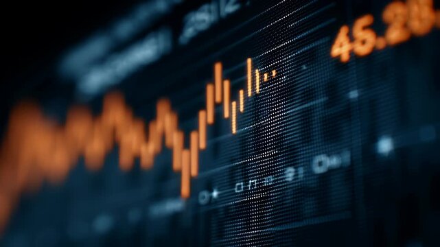 Financial Data Analysis Background with Digital Graphs and Numeric Data Visualizations