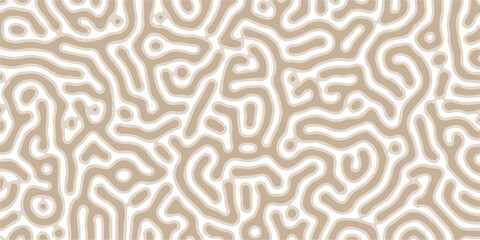 Fototapeta premium Abstract Turing pattern background. hexagonal swirl pattern. zigzag, Monochrome, vector, seamless, waving, turing, labyrinth. algorithm psychedelic background. Reaction diffusion. Hand drawn, print.