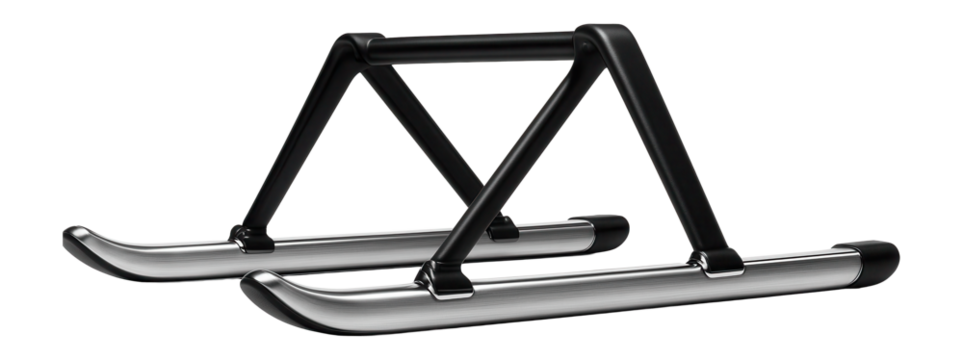 Fixed skid landing gear with aluminum runners and cross braces