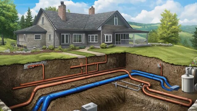 Underground Utility Systems for Residential Homes in Green Landscapes with Modern Architecture and Efficient Design