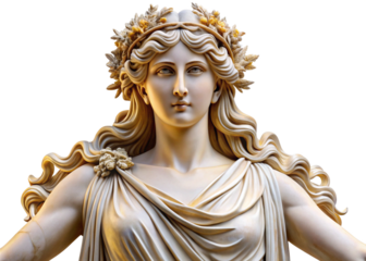 Aphrodite isolated on a white or transparent background. Greek Mythology.
