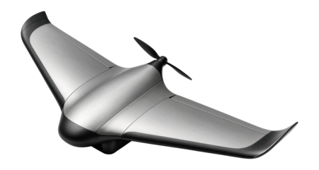 Lightweight wing drone with a rounded leading edge and sharp trailing wingtips