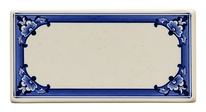 Elegant blue and white floral frame evokes classic charm perfect for invitations or announcements