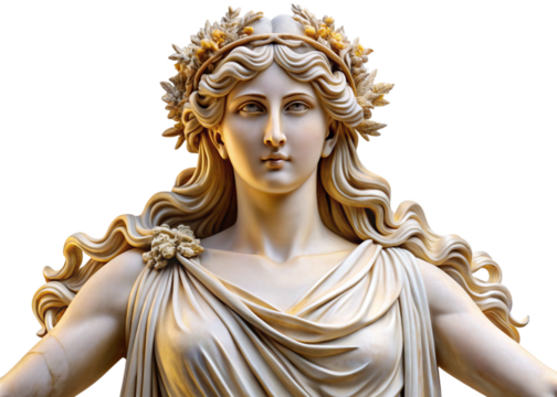 Aphrodite isolated on a white or transparent background. Greek Mythology.