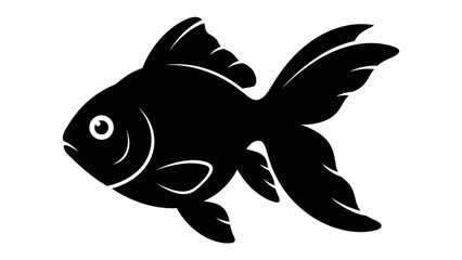 Aquatic Silhouette: A captivating silhouette of a goldfish, showcasing sleek curves and graceful fins. perfect for illustrating the tranquility of the aquatic realm.