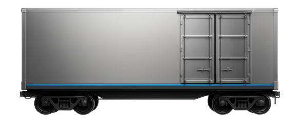 High-cube boxcar with smooth aluminum exterior and large logo