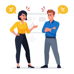 Conflict and Confrontation: Depicting a scene of disagreement and tension, this image captures a tense standoff between two individuals, each displaying animated expressions of anger and frustration.