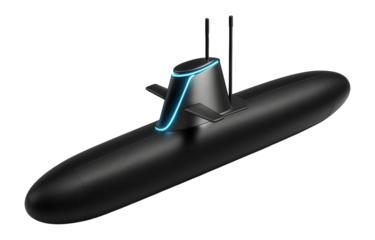 Submarine with a notched sail for reduced radar cross-section and retractable antennas