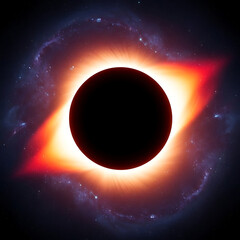 Obraz premium Solar eclipse with glowing fiery edges on a dark sky.