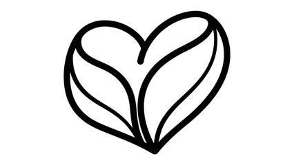 Delicate Heart Leaf Illustration: A minimalist black-and-white illustration of a heart-shaped leaf, a testament to the natural beauty of plant and organic shapes. Evoking the essence of love, growth.