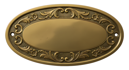 Elegant golden sign with ornate floral details, perfect for luxury branding and design projects