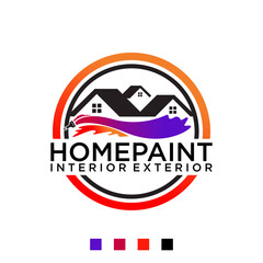 home house paint painting company service interior exterior logo template vector