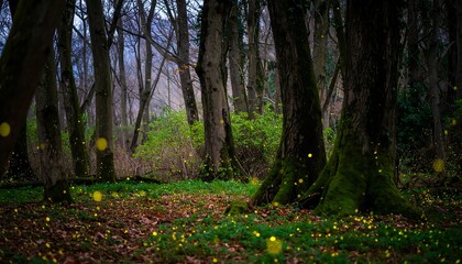 Obraz premium Forest clearing glows bright