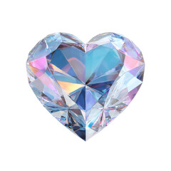Fototapeta premium Heart shaped, multicolored crystal with reflective surface and intricate facets