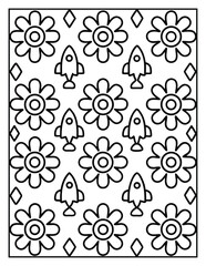 Seamless Pattern with Kids Elements Coloring page | Children’s Comfy Coloring Book Design