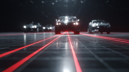 Fototapeta premium Laser obstacle avoidance uses LiDAR sensors to detect objects, prevent collisions, and is widely applied in robotics, drones, autonomous vehicles, and automation.