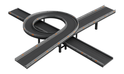 Half cloverleaf interchange with one loop ramp and three direct ramps