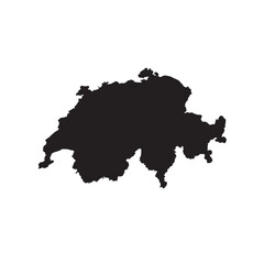 Minimal Flat Silhouette Vector Map of Switzerland
