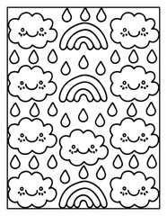 Seamless Pattern with Kids Elements Coloring page | Children’s Comfy Coloring Book Design
