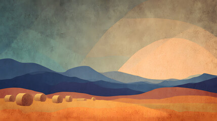 wild west desert landscape, vintage-inspired desert landscape with rolling tumbleweeds and vast plains, capturing the essence of the wild west in an abstract background