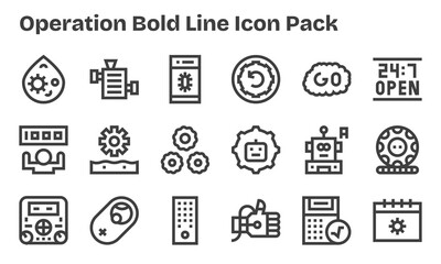 Bold Line Icons - Operation Set with 18 Vectors