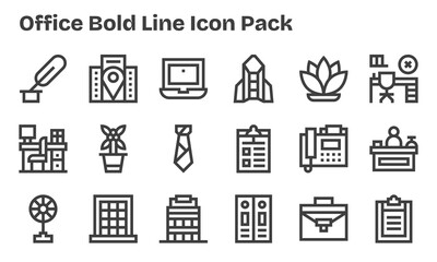 Office Visual Pack - 18 Bold Line Icons