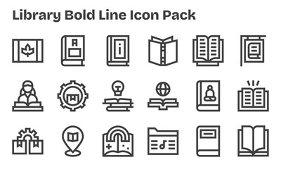 Library - 18 Icons in Bold Line Design
