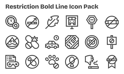 Bold Line Icons - Restriction Set with 18 Vectors
