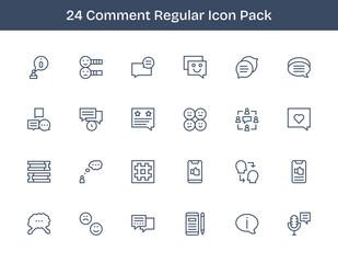 24 Regular Outline Style Icons - Comment Collection