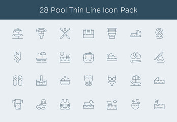28 Thin Line Vectors for Pool Theme