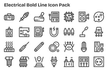 Extra Bold Line Icons - Electrical Set with 28 Vectors