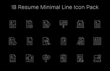 Resume Vector Set - 18 Minimal Line Icons