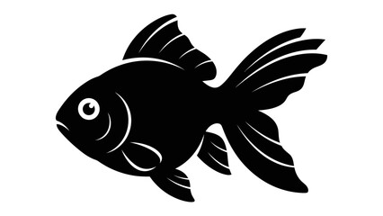 Golden Silhouette Fish: A sleek, black silhouette of a goldfish, elegantly captured against a pristine backdrop, embodies the grace and serenity of aquatic life.