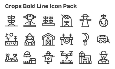 Bold Line Icons - Crops Set with 18 Vectors