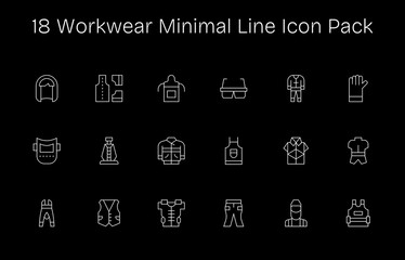 Minimal Line Style Workwear Icons - 18 Vectors